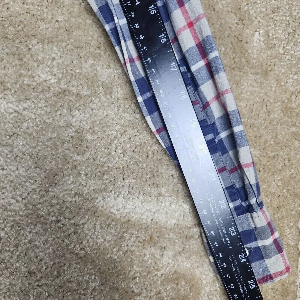 J Crew Shirt Mens L Red Blue Plaid Check Flex Wash Button Up Slim A867